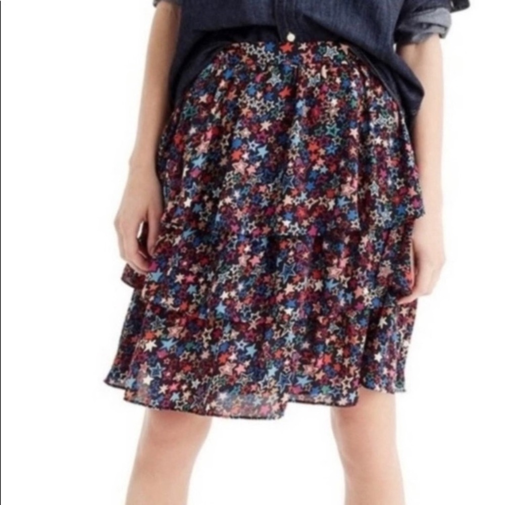 J. Crew tiered star print skirt